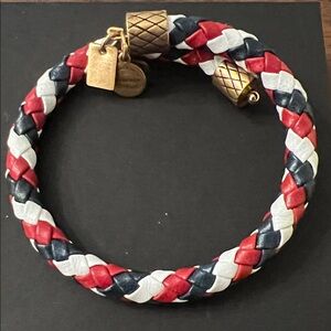 Alex and Ani Red, White, and Blue Leather Braided Bracelet